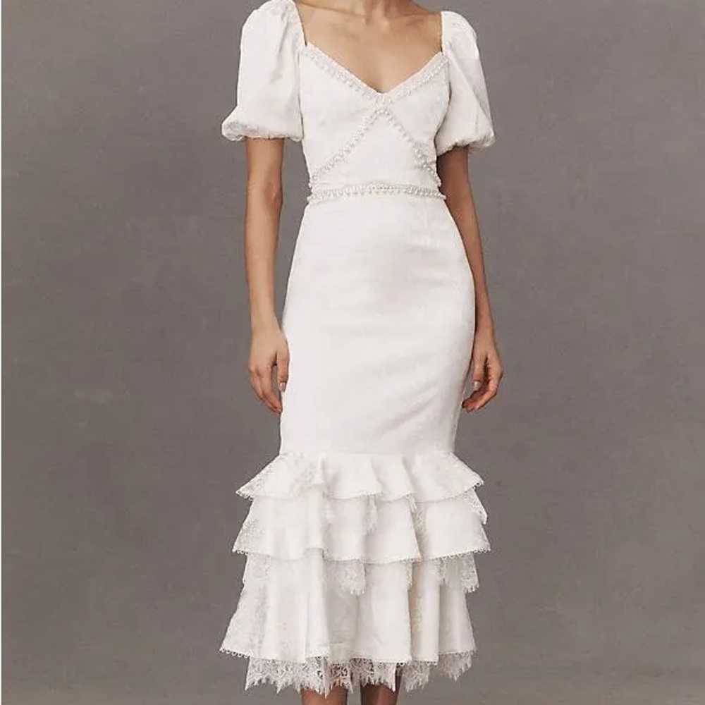 V. Chapman Cynthia Ruffle Midi Dress